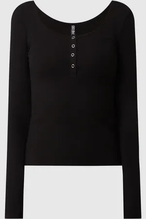 Pieces® Serafino-Shirt mit Stretch-Anteil Modell 