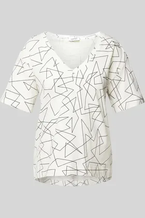 ESPRIT T-Shirt mit grafischem Muster und V-Ausschnitt in , Größe S