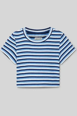 TOM TAILOR Cropped T-Shirt in Ripp-Optik in , Größe 152