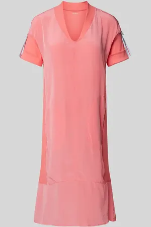 Marc Cain Knielanges Kleid in unifarbenem Design mit V-Ausschnitt in , Größe 34
