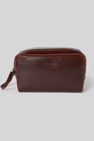 Bugatti Lederkulturtasche mit Label-Prägung Modell 