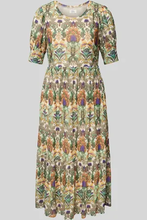 ROBE LÉGÈRE Midikleid mit Allover-Muster und Puffärmeln in , Größe 44