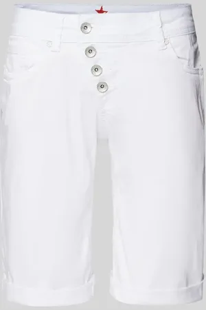 Buena Vista Straight Fit Jeansshorts mit asymmetrischer Knopfleiste in , Größe XXS