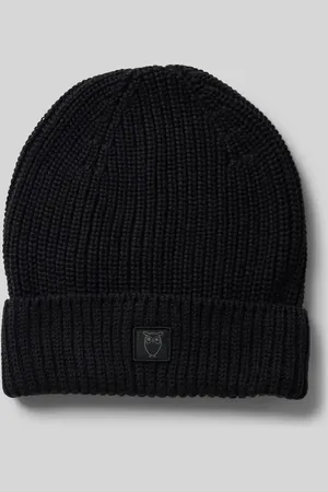 Knowledge Cotton Apparal Beanie mit Umschlag und Label-Patch in , Größe 1