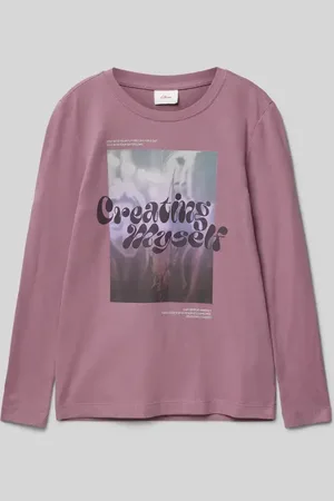 QS by s.Oliver Regular Fit Langarmshirt aus reiner Baumwolle mit Foto-Print in , Größe 158