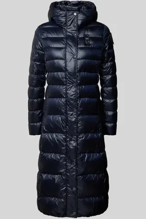 Blauer Steppmantel mit Kapuze in , Größe XS