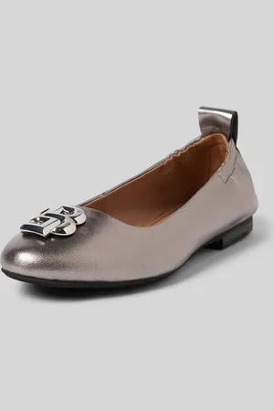 HUGO BOSS Lederballerinas mit Label-Applikation Modell 