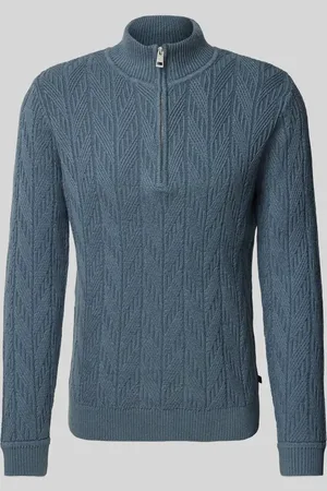TOM TAILOR Regular Fit Troyer aus Baumwoll-Mix mit Zopfstrickmuster in , Größe L