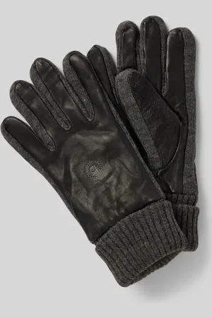 Bugatti Lederhandschuhe mit Label-Detail in , Größe L