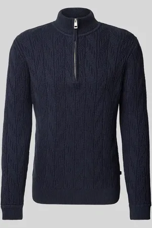 TOM TAILOR Regular Fit Troyer aus Baumwoll-Mix mit Zopfstrickmuster in , Größe L