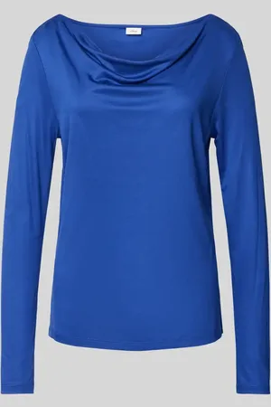 QS by s.Oliver Regular Fit Langarmshirt aus reiner Viskose mit Wasserfall-Ausschnitt in , Größe 44