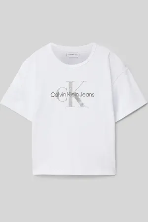 Calvin Klein Cropped T-Shirt mit Logo-Print in , Größe 140