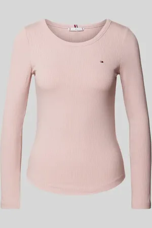 Tommy Hilfiger Slim Fit Longsleeve aus Viskose-Mix mit Logo-Stitching in , Größe XXL