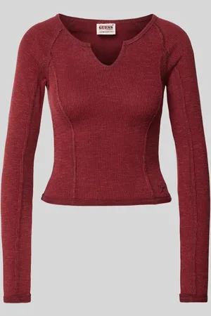 Guess Cropped Longsleeve mit V-Ausschnitt in , Größe XS