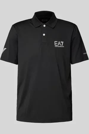 EA7 Slim Fit Poloshirt mit Label-Print in , Größe S