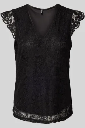 Pieces® Regular Fit Top mit Spitzenbesatz Modell 