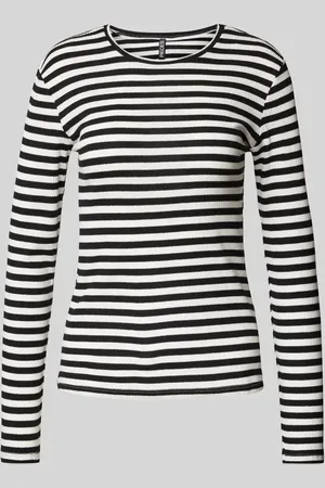 Pieces® Slim Fit Langarmshirt aus Bio-Baumwoll-Mix Modell 