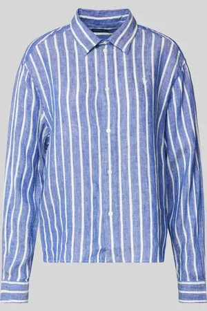 Ralph Lauren Crop Boxy Fit Leinenbluse mit Logo-Stitching in , Größe S