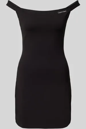 Calvin Klein Off-Shoulder-Kleid mit Label-Stitching in , Größe L