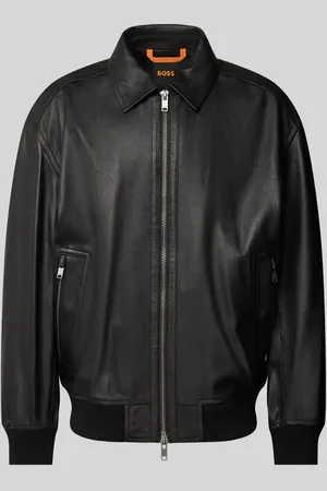 HUGO BOSS Lederjacke mit Reißverschlusstaschen Modell 