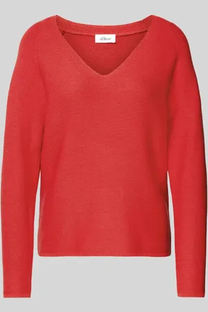 QS by s.Oliver Comfort Fit Strickpullover aus Baumwoll-Mix mit V-Ausschnitt in , Größe 34