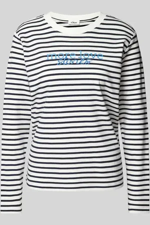 QS by s.Oliver Relaxed Fit Langarmshirt aus reiner Baumwolle mit Stickerei in , Größe 48