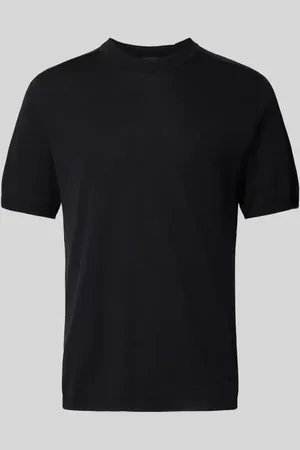 AlphaTauri T-Shirt mit Leinen-Anteil und Label-Detail Modell 