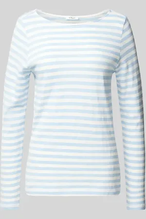 QS by s.Oliver Regular Fit Langarmshirt aus reiner Baumwolle mit Streifenmuster in , Größe 34