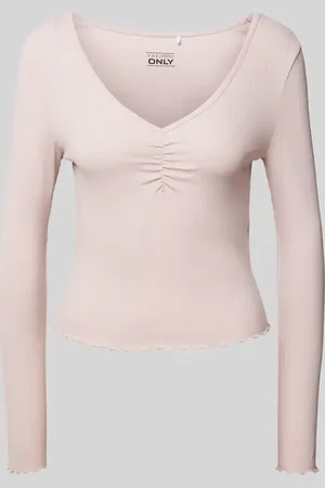 ONLY Slim Fit Langarmshirt aus Baumwoll-Mix mit Frill-Abschlüssen Modell 