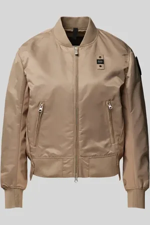 Blauer Bomberjacke mit Reißverschlusstaschen Modell 