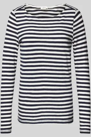 QS by s.Oliver Regular Fit Langarmshirt aus reiner Baumwolle mit Streifenmuster in , Größe 36