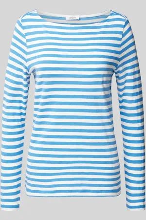 QS by s.Oliver Regular Fit Langarmshirt aus reiner Baumwolle mit Streifenmuster in , Größe 34