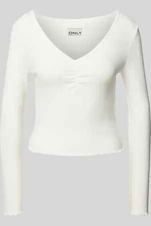 ONLY Slim Fit Langarmshirt aus Baumwoll-Mix mit Frill-Abschlüssen Modell 