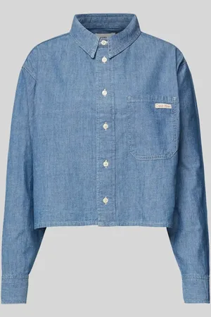 Calvin Klein Cropped Bluse in Denim-Optik in , Größe L