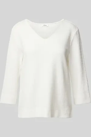 QS by s.Oliver Regular Fit Sweatshirt mit V-Ausschnitt und 3/4-Ärmeln in , Größe 34