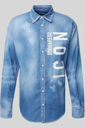 Dsquared2 Regular Fit Jeanshemd mit Label-Print in , Größe 46