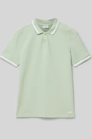 QS by s.Oliver Regular Fit Poloshirt aus Baumwoll-Piqué mit Kontraststreifen in , Größe 146