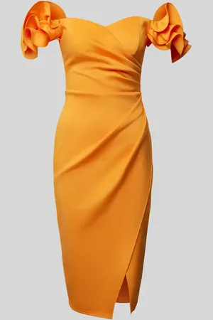 Lipsy London Knielanges Cocktailkleid in Wickel-Optik in , Größe 38