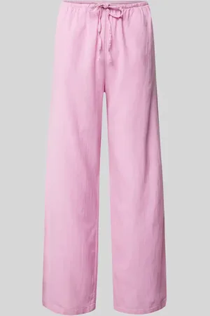Gina Tricot Wide Leg Leinenhose mit Tunnelzug in , Größe L