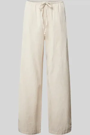 Gina Tricot Wide Leg Leinenhose mit Tunnelzug in , Größe L