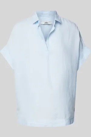 0039 Italy Regular Fit Leinenblusenshirt mit Kappärmeln Modell 