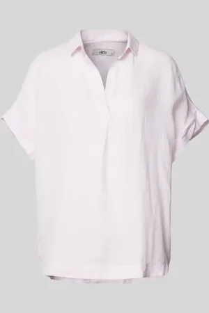 0039 Italy Regular Fit Leinenblusenshirt mit Kappärmeln Modell 