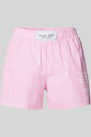Another Cotton Lab Relaxed Fit Pyjama-Shorts mit Statement- und Label-Print in , Größe M