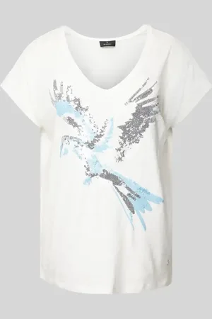 monari T-Shirt mit geripptem Rundhalsausschnitt in , Größe 36
