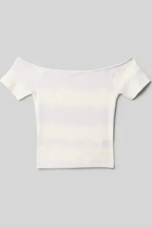 TOM TAILOR Regular Fit T-Shirt mit Carmen-Ausschnitt mit Batik-Muster in , Größe 152