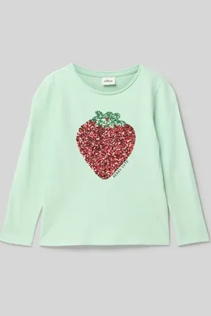 QS by s.Oliver Regular Fit Langarmshirt mit Pailletten-Besatz in , Größe 104