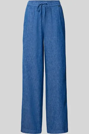 QS by s.Oliver Loose Fit Weite Hose aus Leinen-Mix in Denim-Optik in , Größe 38