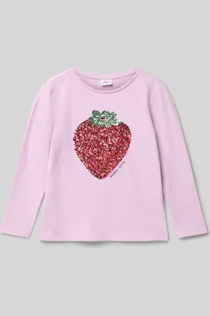 QS by s.Oliver Regular Fit Langarmshirt mit Pailletten-Besatz in , Größe 104