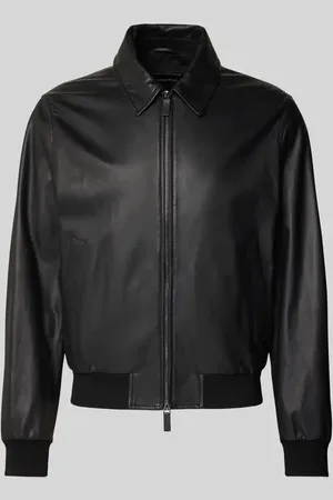 Emporio Armani Lederjacke mit Zweiwege-Reißverschluss in , Größe 48