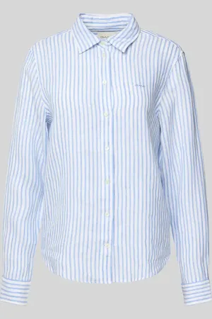 GANT Regular Fit Leinenhemdbluse mit Logo-Stitching in , Größe 38